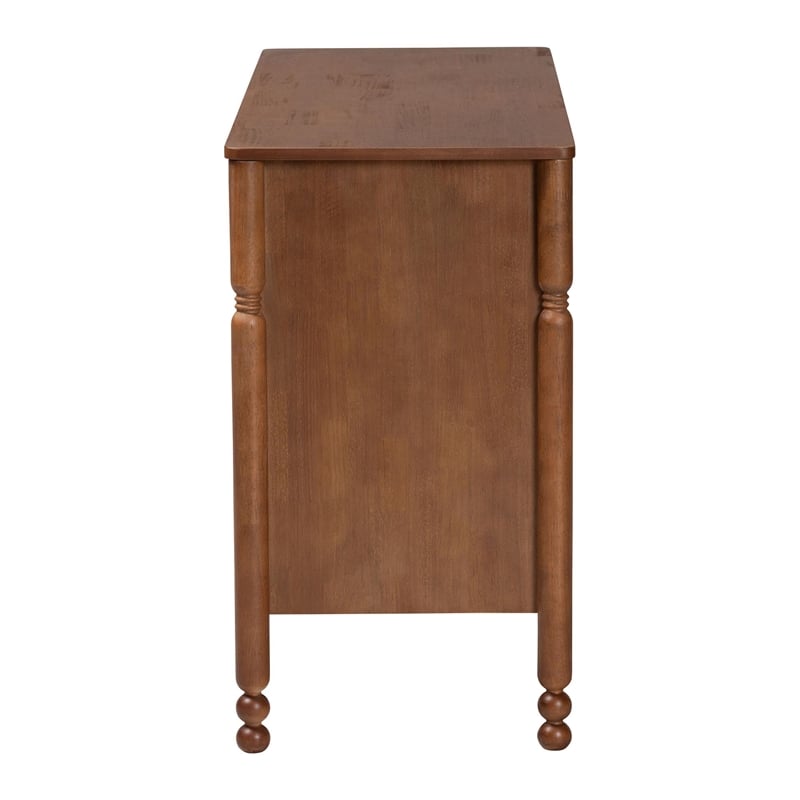 Baxton Studio Hoffman Dresser 6-Drawer Horizontal Storage Cabinet Walnut Brown