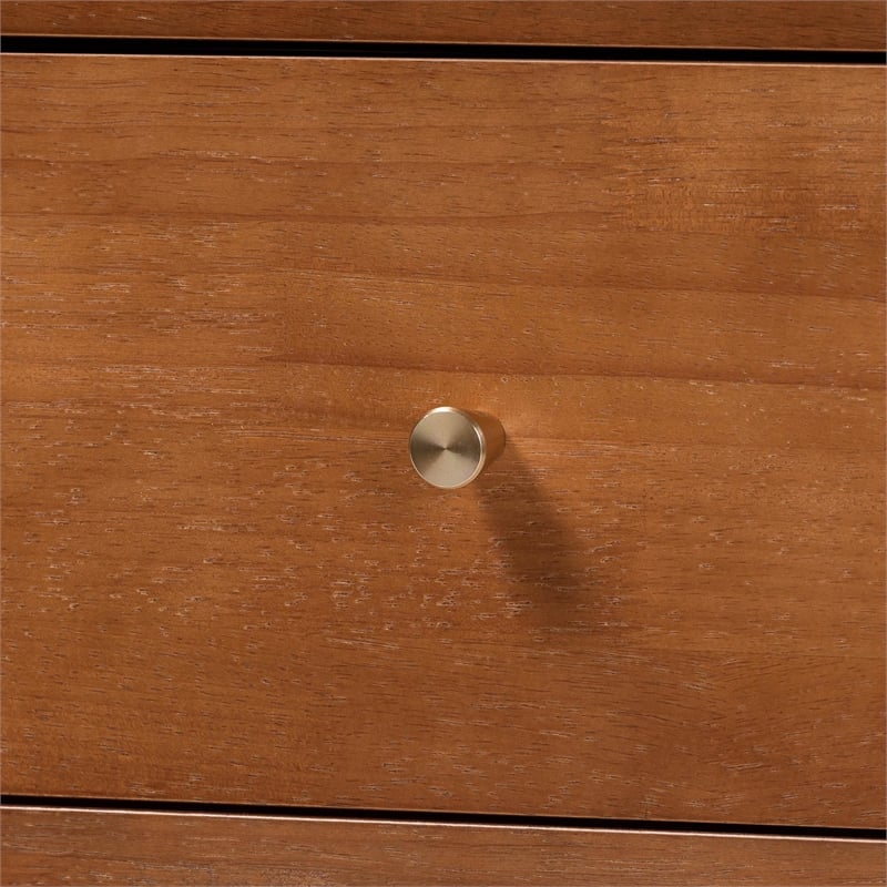 Baxton Studio Hoffman Dresser 6-Drawer Horizontal Storage Cabinet Walnut Brown
