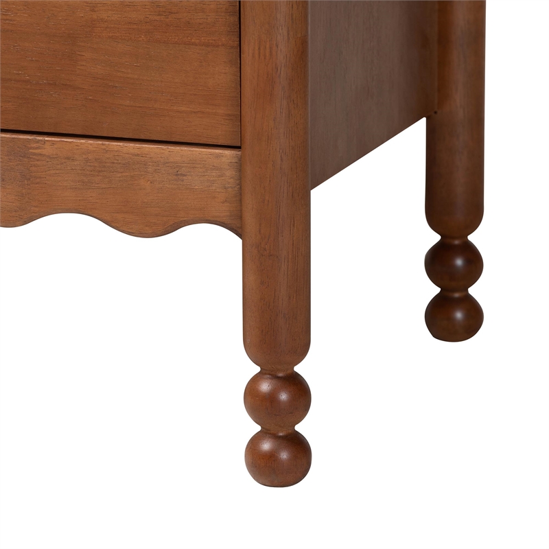 Baxton Studio Hoffman Dresser 6-Drawer Horizontal Storage Cabinet Walnut Brown