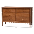 Baxton Studio Hoffman Dresser 6-Drawer Horizontal Storage Cabinet Walnut Brown