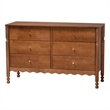 Baxton Studio Hoffman Dresser 6-Drawer Horizontal Storage Cabinet Walnut Brown