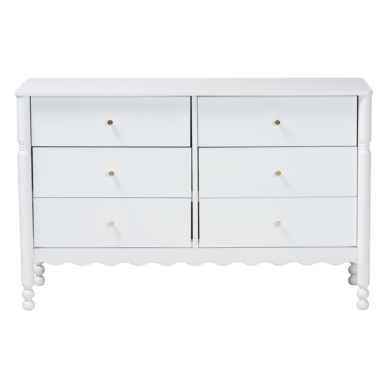 Baxton Studio Hoffman Dresser 6-Drawer Horizontal Storage Cabinet White