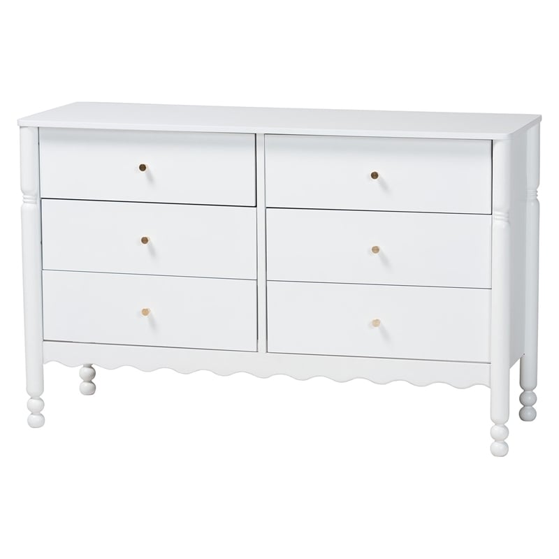 Baxton Studio Hoffman Dresser 6-Drawer Horizontal Storage Cabinet White