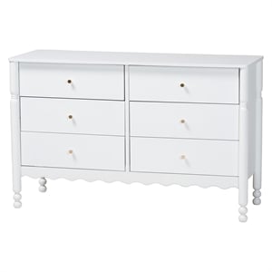 Baxton Studio Hoffman Dresser 6-Drawer Horizontal Storage Cabinet White