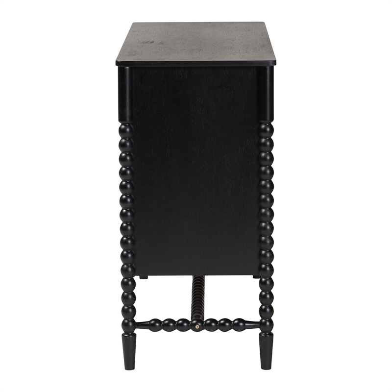 Baxton Studio Brantley Spindle Dresser 6-Drawer Horizontal Storage Cabinet Black
