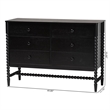 Baxton Studio Brantley Spindle Dresser 6-Drawer Horizontal Storage Cabinet Black
