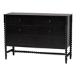 Baxton Studio Brantley Spindle Dresser 6-Drawer Horizontal Storage Cabinet Black