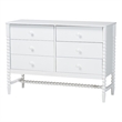 Baxton Studio Brantley Spindle Dresser 6-Drawer Horizontal Storage Cabinet White