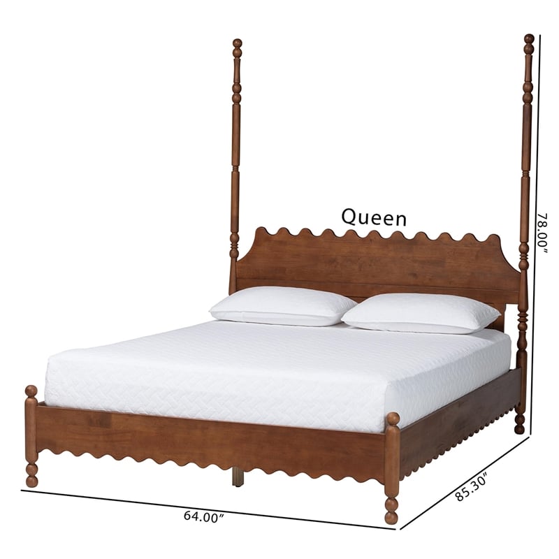 Baxton Studio Hoffman Platform Bed Frame with Scalloped Design Brown Queen