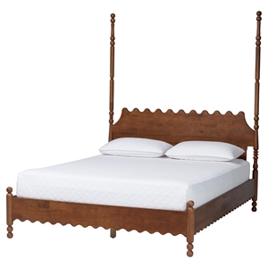 Baxton Studio Hoffman Platform Bed Frame with Scalloped Design Brown Queen