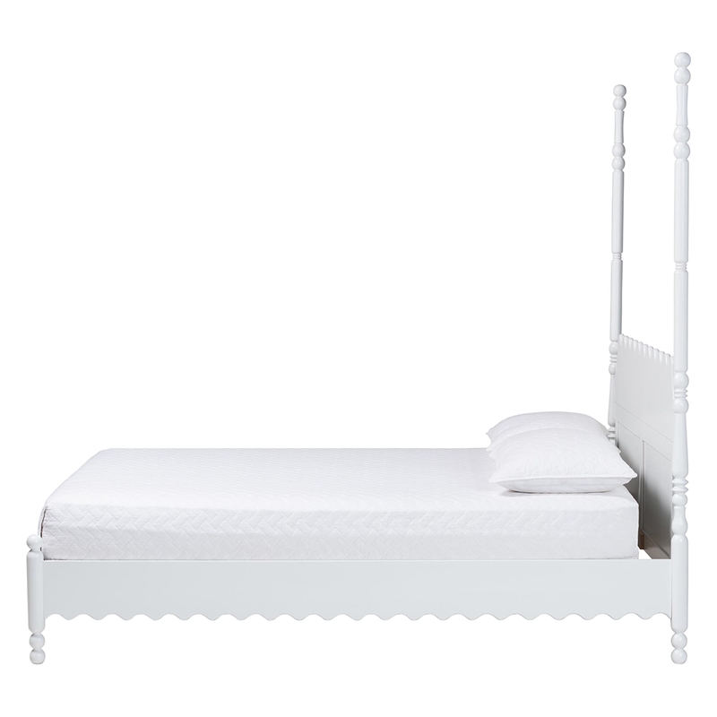 Baxton Studio Hoffman Platform Bed Frame with Scalloped Design White Queen