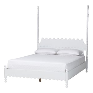 Baxton Studio Hoffman Platform Bed Frame with Scalloped Design White Queen