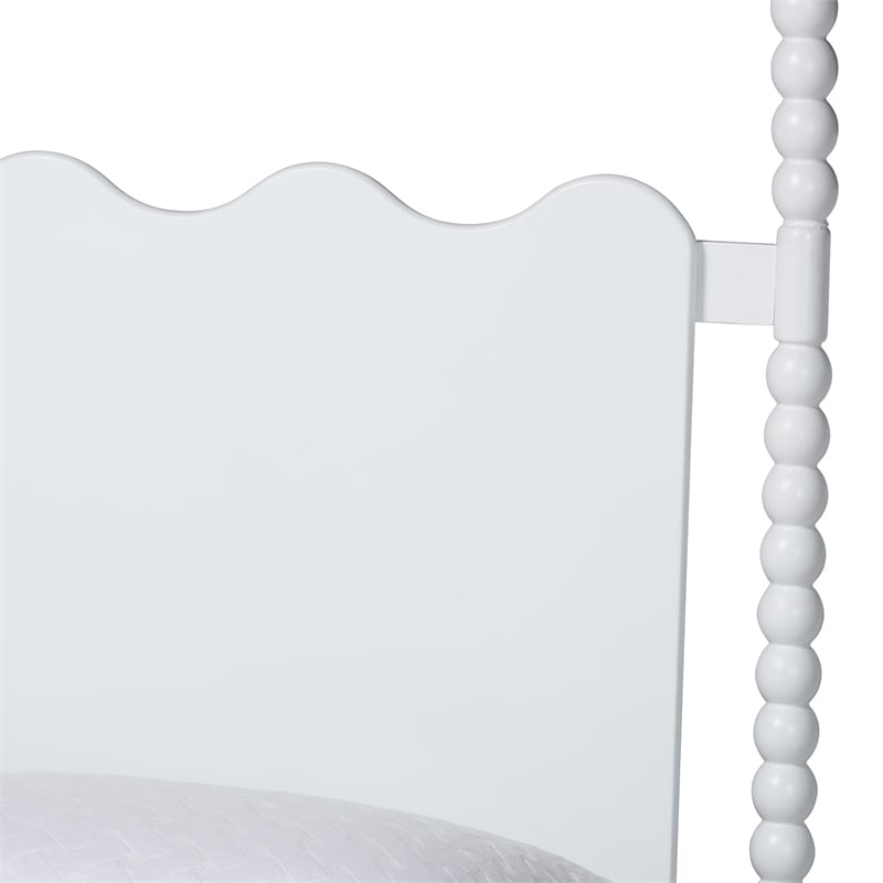 Baxton Studio Brantley Spindle Platform Bed Frame with Headboard White Queen