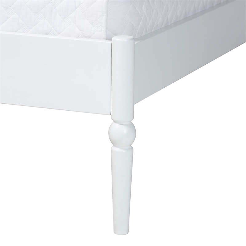 Baxton Studio Brantley Spindle Platform Bed Frame with Headboard White Queen