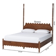 Baxton Studio Hoffman Platform Bed Frame with Scalloped Design Walnut Brown King