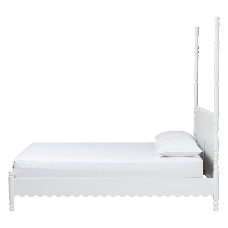 Baxton Studio Hoffman Platform Bed Frame with Scalloped Design White King