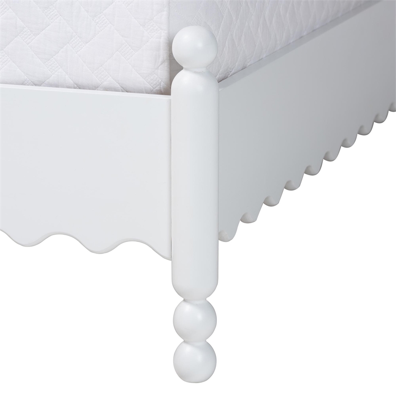 Baxton Studio Hoffman Platform Bed Frame with Scalloped Design White King