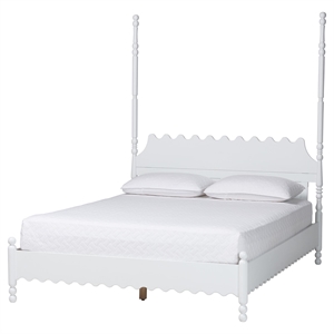Baxton Studio Hoffman Platform Bed Frame with Scalloped Design White King
