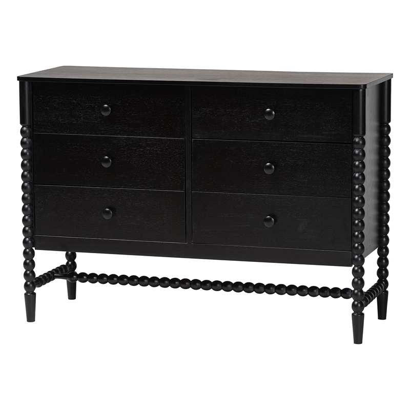Baxton Studio Brantley 4-Piece Bedroom Set Dresser Nightstands Black Queen