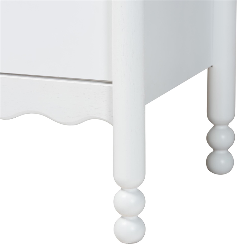 Baxton Studio Hoffman 4-Piece Bedroom Set Dresser Chest Nightstand White Queen