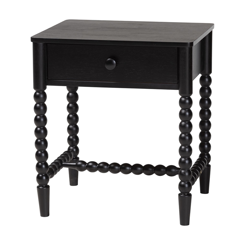 Baxton Studio Brantley 4-Piece Bedroom Set Dresser Chest Nightstand Black Queen