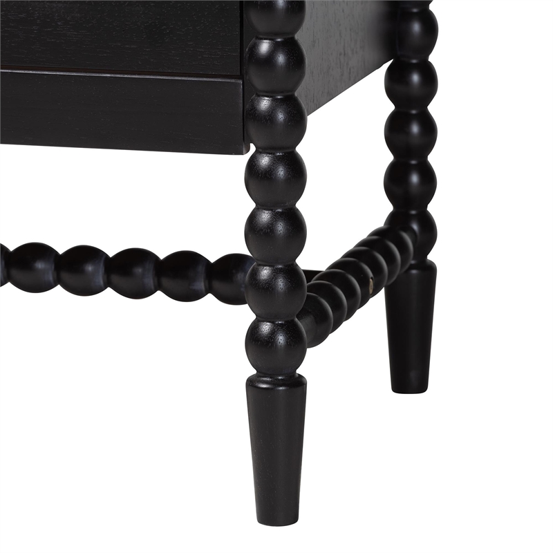 Baxton Studio Brantley 4-Piece Bedroom Set Dresser Chest Nightstand Black Queen
