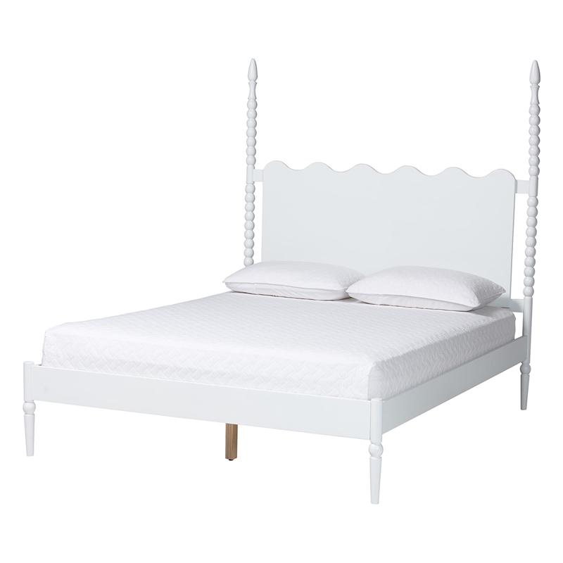 Baxton Studio Brantley 4-Piece Bedroom Set Dresser Chest Nightstand White Queen
