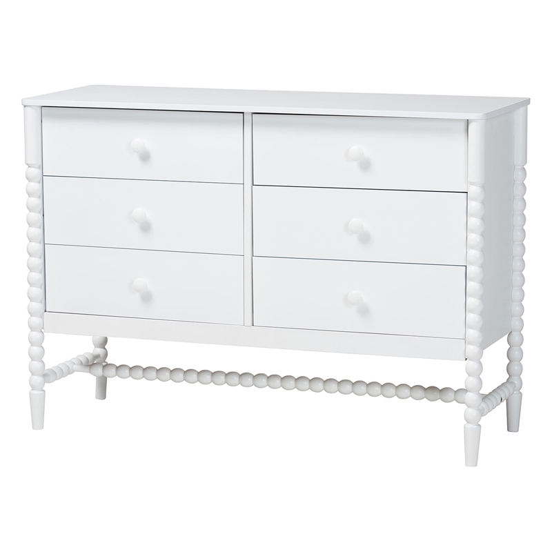 Baxton Studio Brantley 4-Piece Bedroom Set Dresser Chest Nightstand White Queen