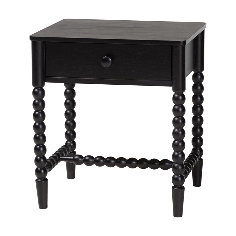 Baxton Studio Brantley 4-Piece Bedroom Set Dresser Chest Nightstand Black King