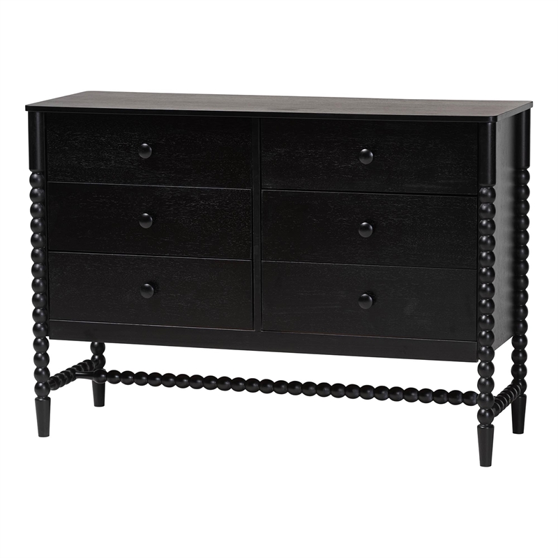 Baxton Studio Brantley 4-Piece Bedroom Set Dresser Chest Nightstand Black King