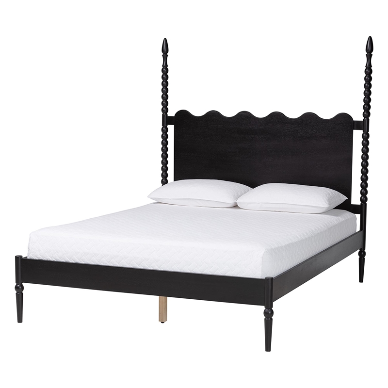 Baxton Studio Brantley 4-Piece Bedroom Set Dresser Nightstands Black King