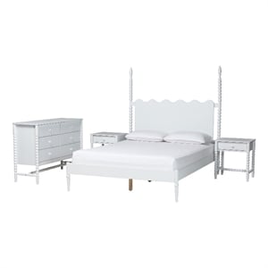 Baxton Studio Brantley 4-Piece Bedroom Set Dresser Nightstands White King