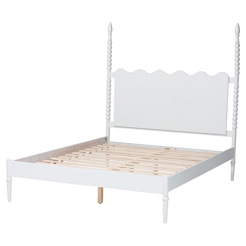 Baxton Studio Brantley Spindle Platform Bed Frame with Headboard White King