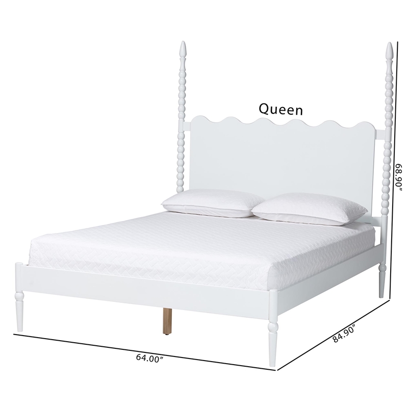 Baxton Studio Brantley Spindle Platform Bed Frame with Headboard White King