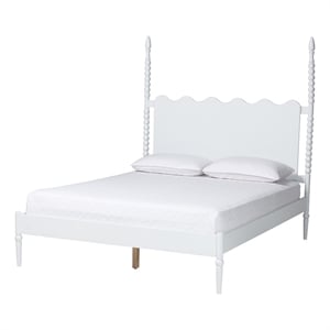 Baxton Studio Brantley Spindle Platform Bed Frame with Headboard White King