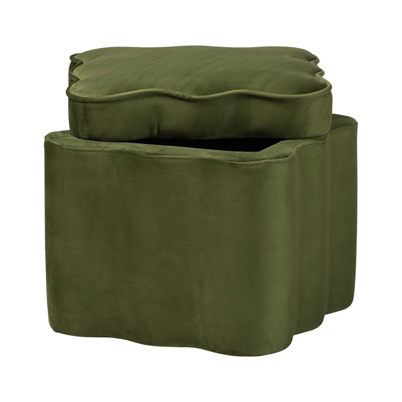 Baxton Studio Paulina Velvet Storage Ottoman Lid Top Accent Stool Moss Green