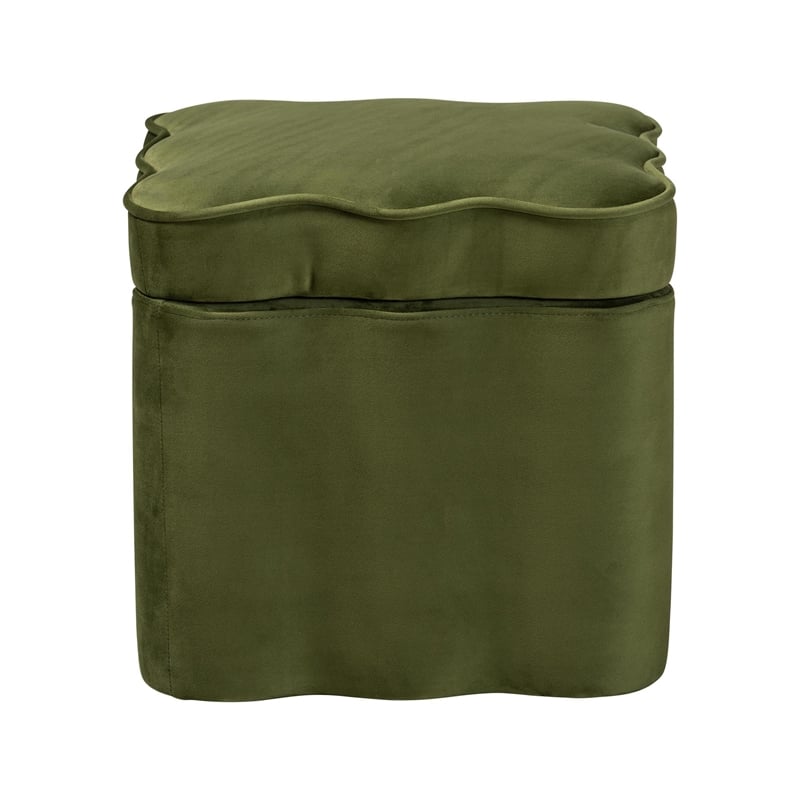 Baxton Studio Paulina Velvet Storage Ottoman Lid Top Accent Stool Moss Green