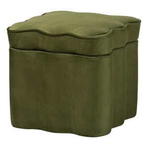 Baxton Studio Paulina Velvet Storage Ottoman Lid Top Accent Stool Moss Green