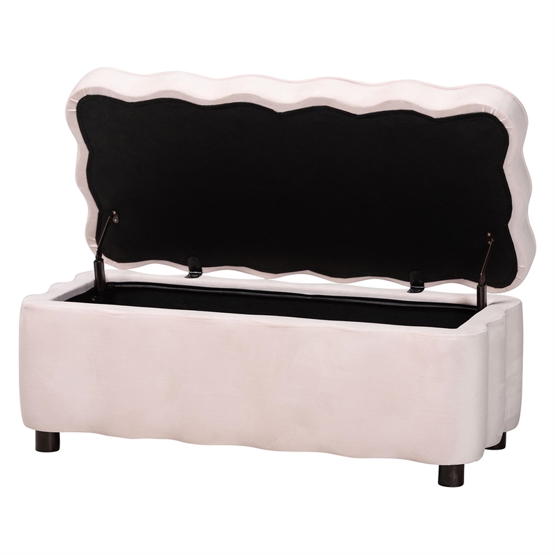 Baxton Studio Paulina Velvet Storage Bench Lift Top Accent Bench Light Pink