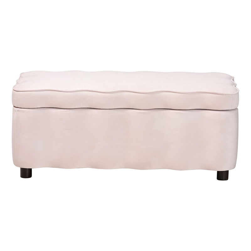 Baxton Studio Paulina Velvet Storage Bench Lift Top Accent Bench Light Pink