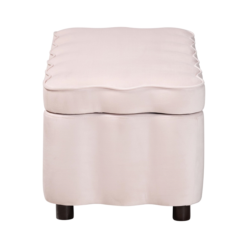 Baxton Studio Paulina Velvet Storage Bench Lift Top Accent Bench Light Pink