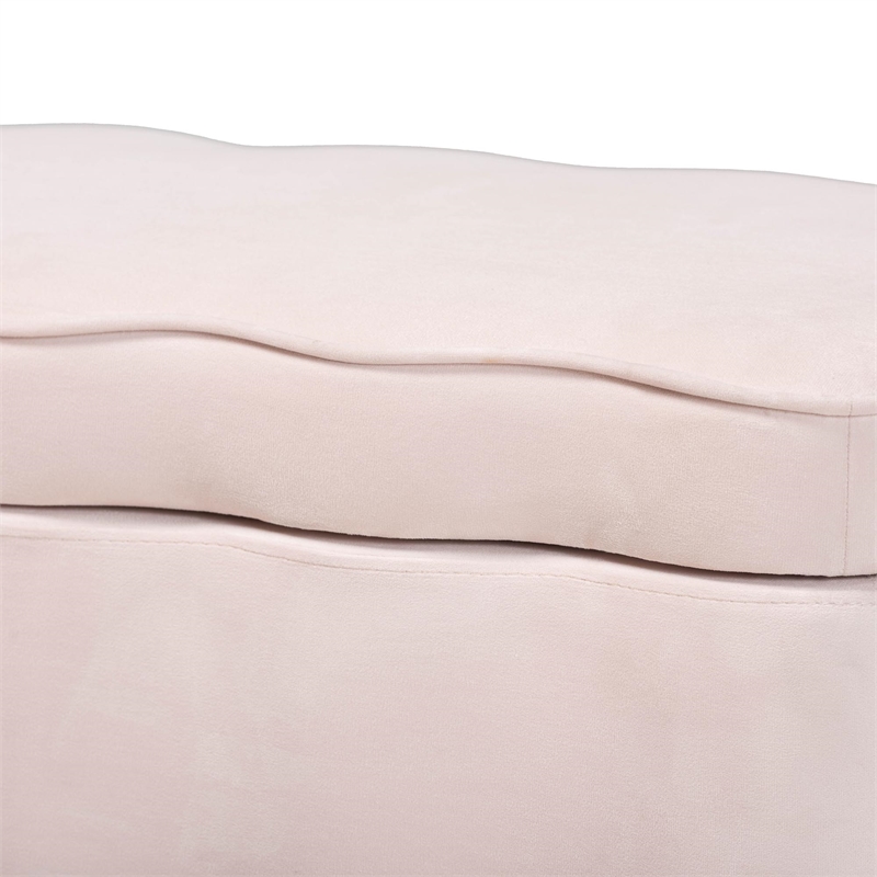 Baxton Studio Paulina Velvet Storage Bench Lift Top Accent Bench Light Pink