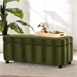 Baxton Studio Paulina Velvet Storage Bench Lift Top Accent Bench Moss Green