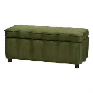 Baxton Studio Paulina Velvet Storage Bench Lift Top Accent Bench Moss Green