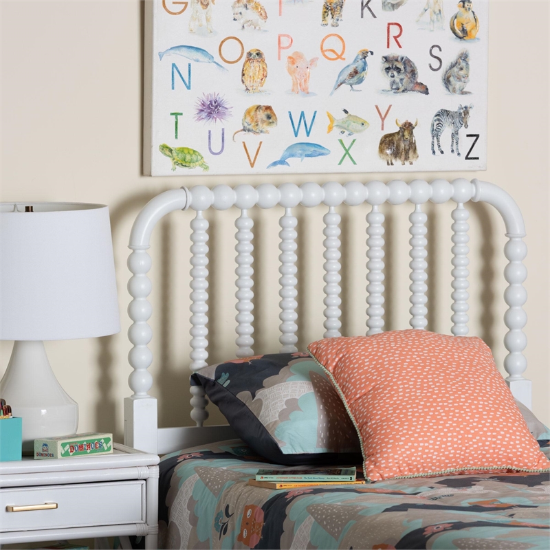 Baxton Studio Finley Turned Bobbin Headboard Crafted Wood Panel Twin White