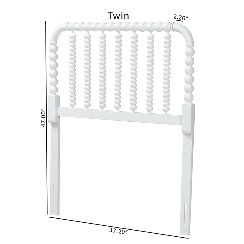 Baxton Studio Finley Turned Bobbin Headboard Crafted Wood Panel Twin White