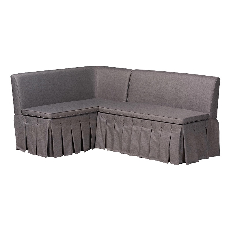 Baxton Studio Meyer 2-Piece Fabric Upholstered Dining Nook Bench Set Gray