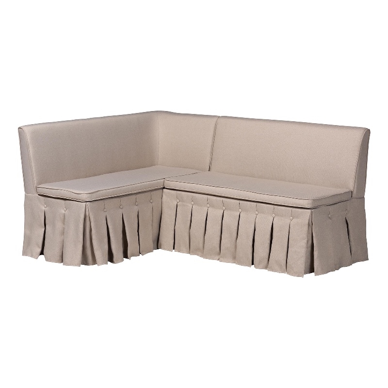 Baxton Studio Meyer 2-Piece Fabric Upholstered Dining Nook Bench Set Beige