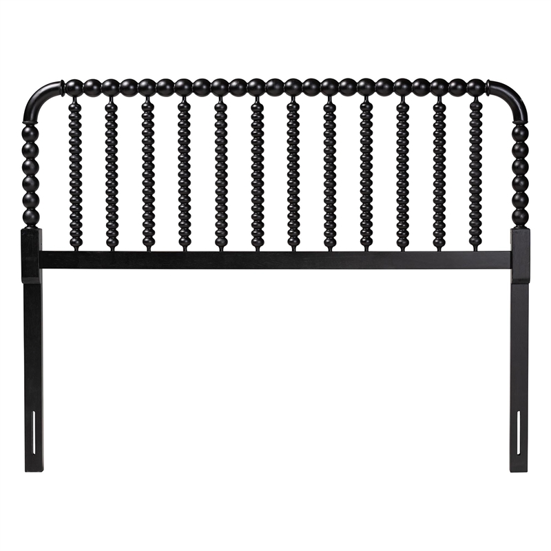 Baxton Studio Finley Turned Bobbin Headboard Crafted Wood Panel Full Black