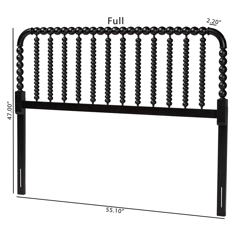 Baxton Studio Finley Turned Bobbin Headboard Crafted Wood Panel Full Black